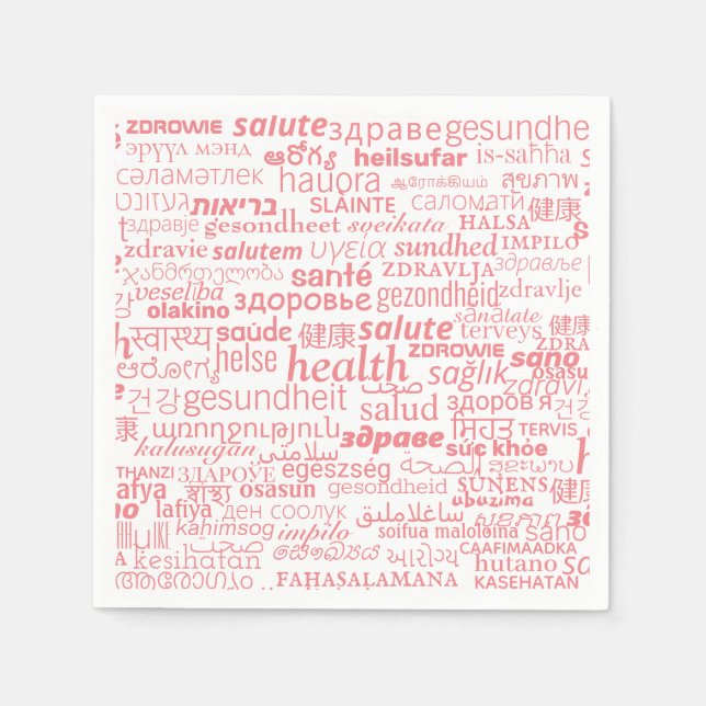 Health Text Multilingual Napkins - Choose Colors (Front)