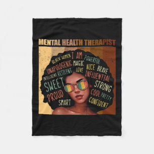 Health Therapist Afro Women Black History Month Fleece Blanket