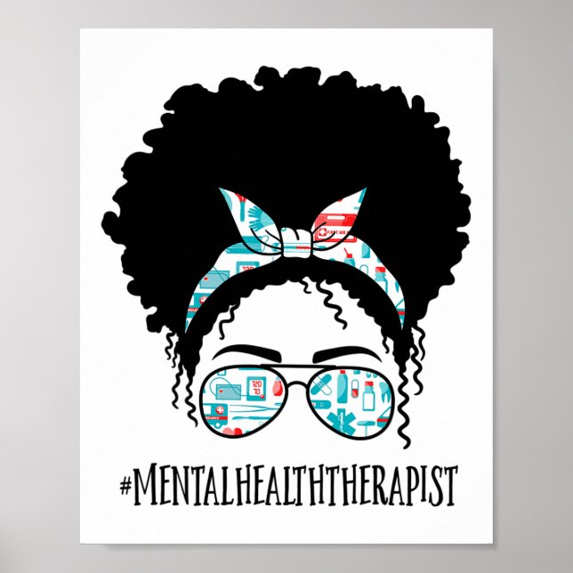 Health Therapist Black Afro Messy Bun African Wome Poster (Front)
