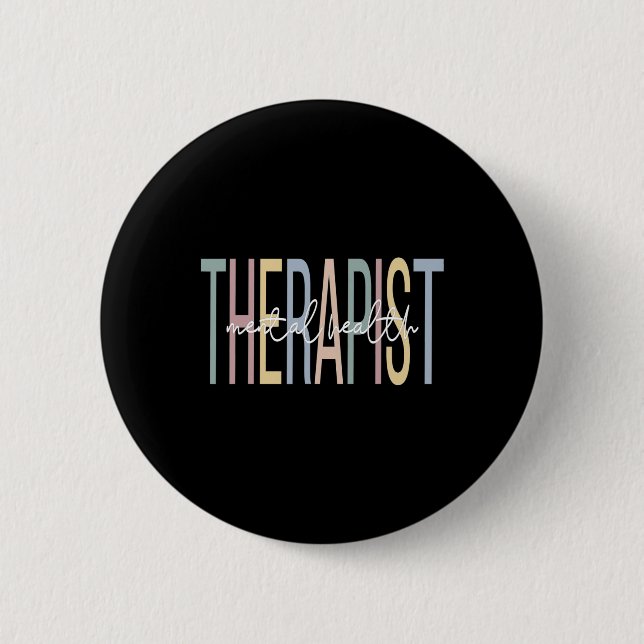 Health Therapist Boho Mental Health Therapy  Button (Front)