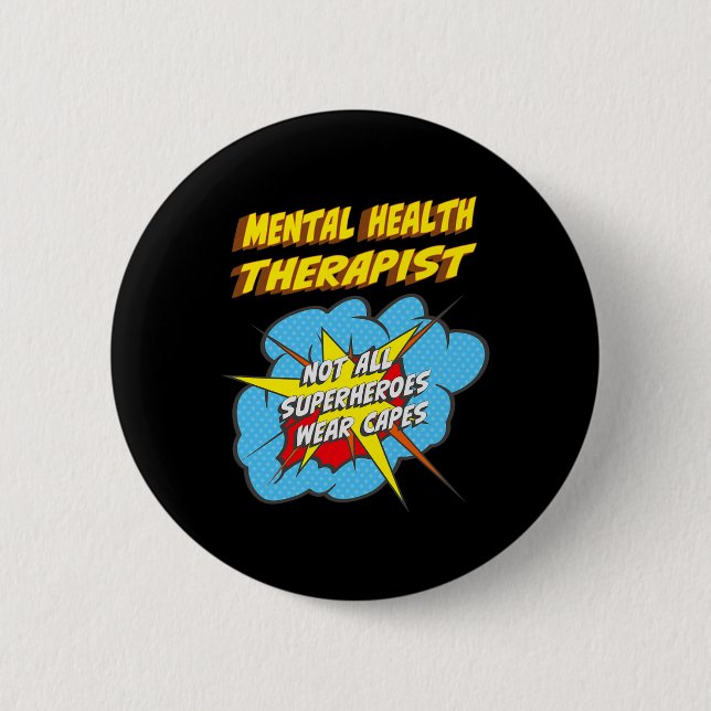 Health Therapist Fun Superhero Job  Button (Front)