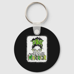 Health Warrior Messy Bun Mental Health Problems Keychain