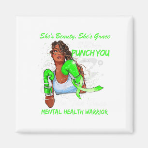 Health Warrior She'll Punch You Ribbon Black Woman Magnet