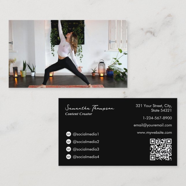 Health Wellness Influencer Content Creator Photo Business Card (Front/Back)