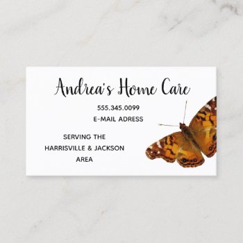 Health Worker Home Care Butterfly White Business Card by BlueHyd at Zazzle