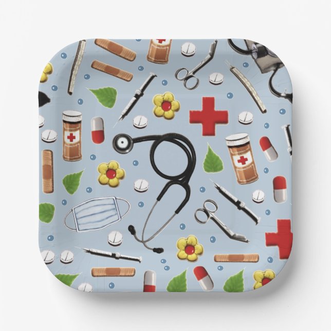 Healthcare Celebration Party Paper Plates (Front)