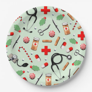 Healthcare Christmas Holiday Party Paper Plates