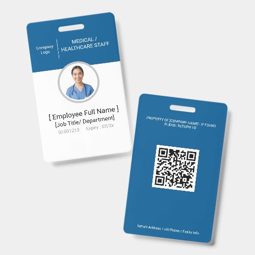 Healthcare Employee Photo ID Badge|Medical Staff Badge