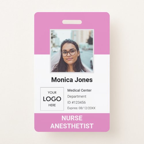 Healthcare Employee Photo ID Pink Badge