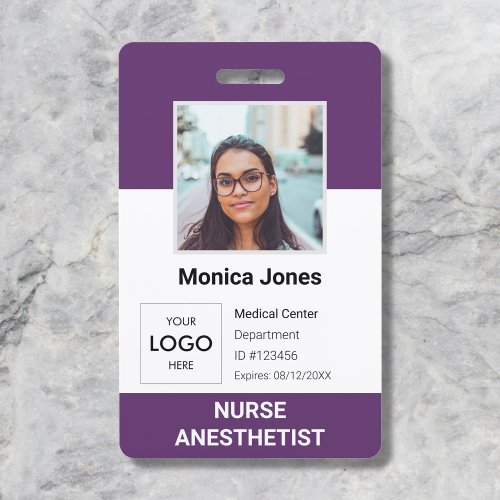Healthcare Employee Photo ID Purple Badge