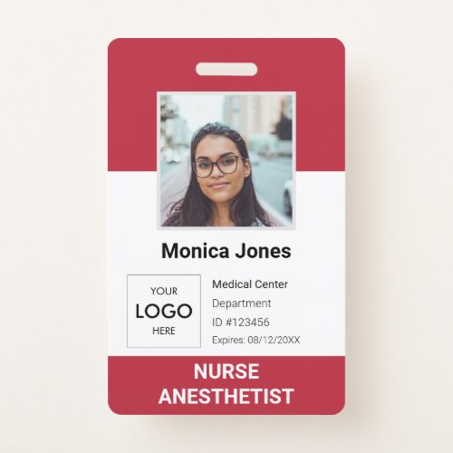 Healthcare Employee Photo ID Red Badge