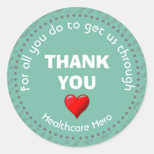 Healthcare Hero Customizable AQUA Thank You Classic Round Sticker