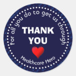 Healthcare Hero Customizable NAVY Thank You Classic Round Sticker