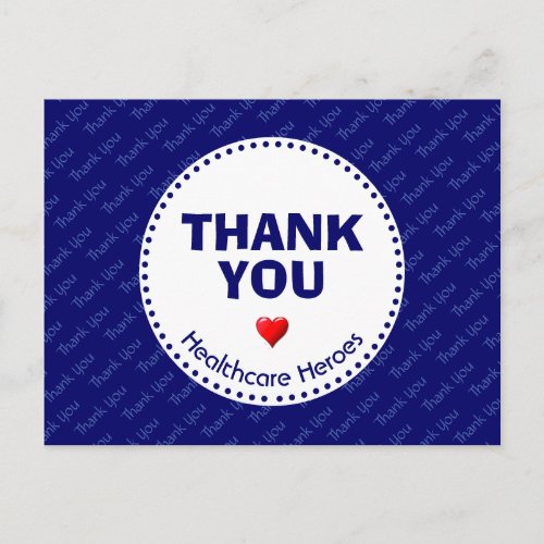 Healthcare Heroes THANK YOU Customizable BLUE Postcard