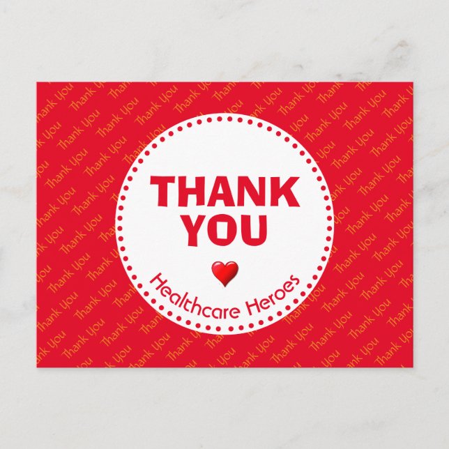 Healthcare Heroes THANK YOU Customizable Postcard (Front)
