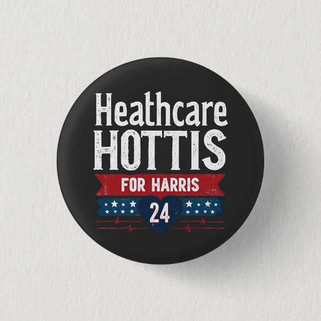 HealthCare Hotties For Harris 24 Kamala Walz Nurse Button (Front)