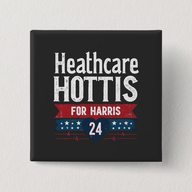 HealthCare Hotties For Harris 24 Kamala Walz Nurse Button (Front)