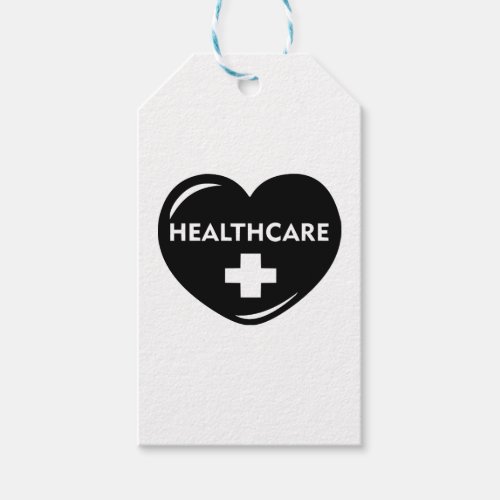 Healthcare in heart with cross healthcare heroes gift tags