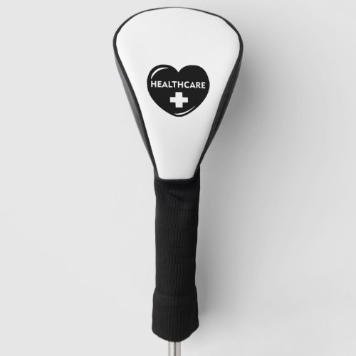 Healthcare in heart with cross healthcare heroes golf head cover