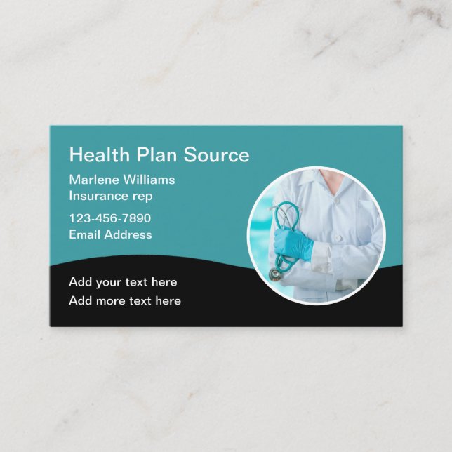 Healthcare Insurance Rep Modern Business Cards (Front)