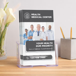 Healthcare Medical Clinic Doctor Gray Tri-Fold Brochure