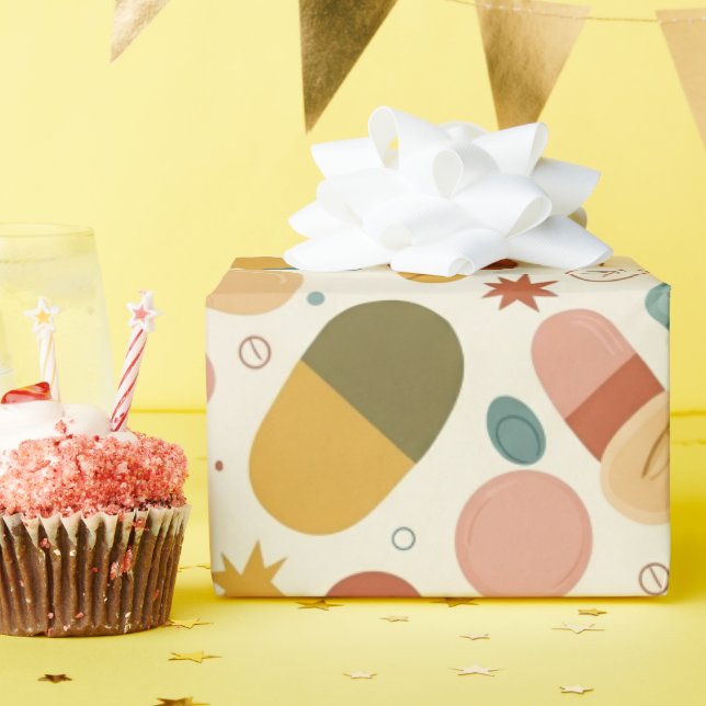 Healthcare & Pharmacy Boho Earth Capsule  Wrapping Paper (Birthday Party)