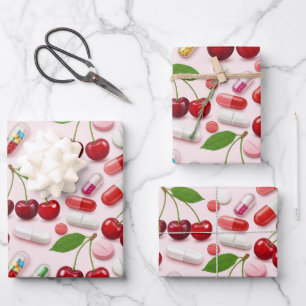 Healthcare & Pharmacy Cherry Pink Capsule  Wrapping Paper Sheets