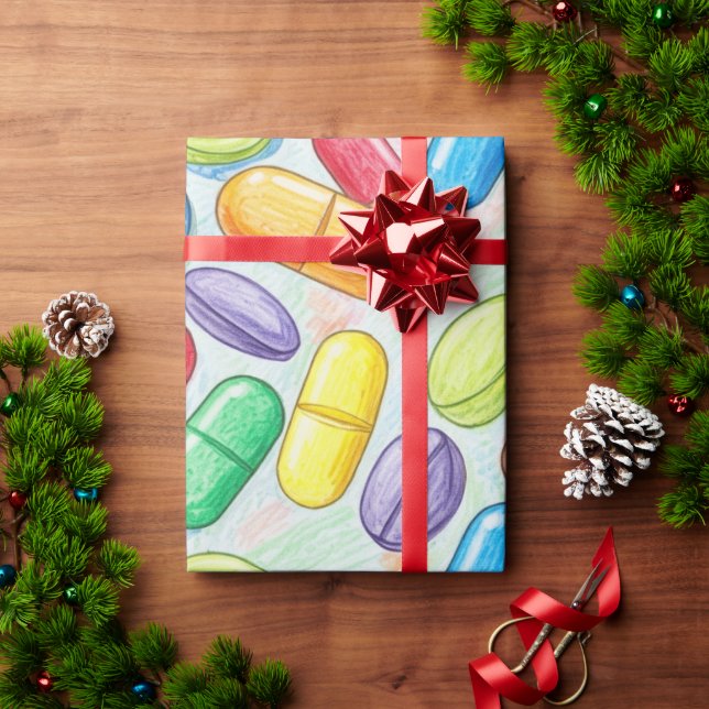 Healthcare & Pharmacy Colorful Capsule  Wrapping Paper (Holiday Gift)