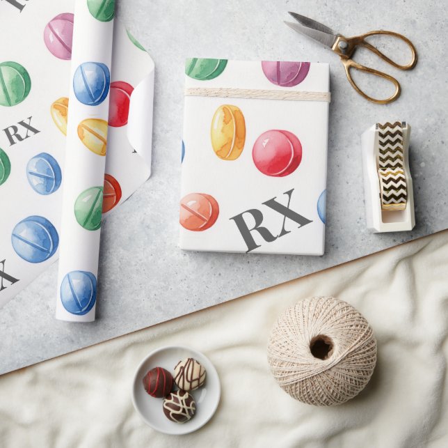 Healthcare & Pharmacy Colorful RX Pills Wrapping Paper (Crafts)