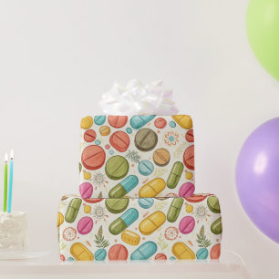 Healthcare & Pharmacy Leaf Boho Color Capsule Wrapping Paper