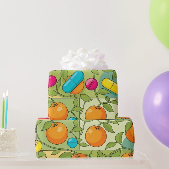 Healthcare & Pharmacy Oranges and Vines Wrapping Paper (Party Gifts)