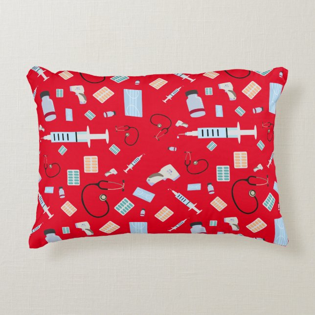 Healthcare Physician Medical Supplies Pattern Accent Pillow (Front)