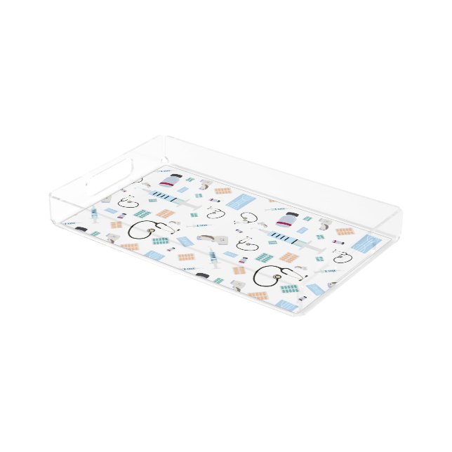 Healthcare Physician Medical Supplies Pattern Acrylic Tray (Angled)