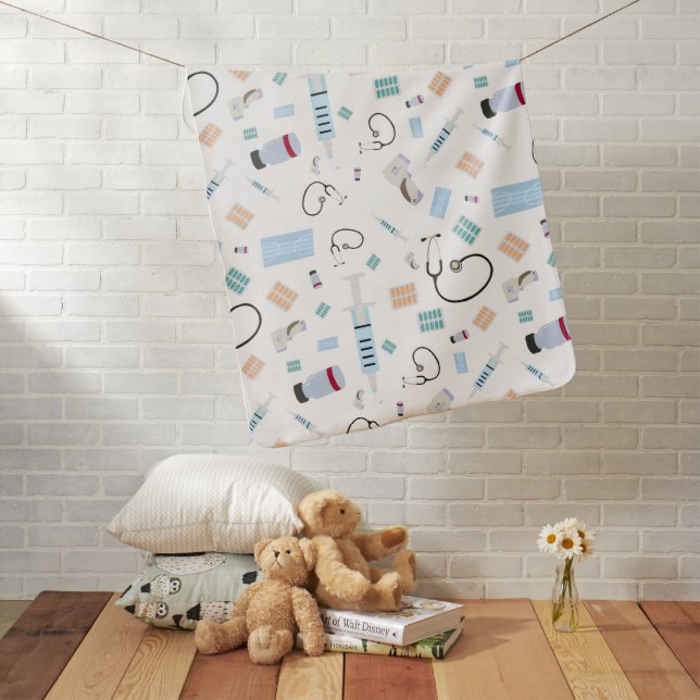 Healthcare Physician Medical Supplies Pattern Baby Blanket (In Situ)
