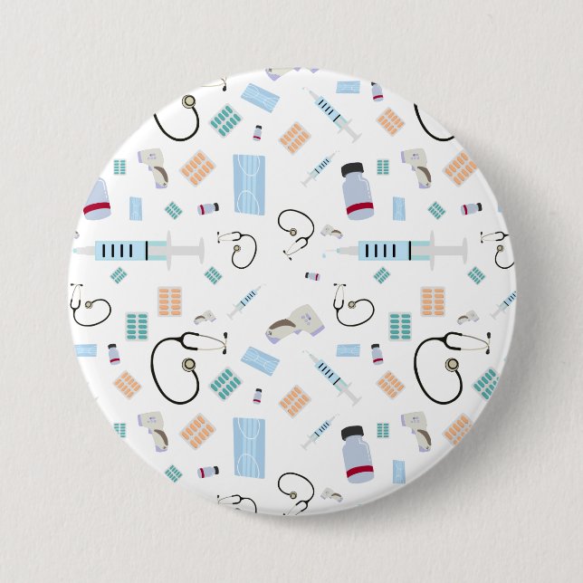 Healthcare Physician Medical Supplies Pattern Button (Front)