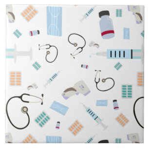 Healthcare Physician Medical Supplies Pattern Ceramic Tile