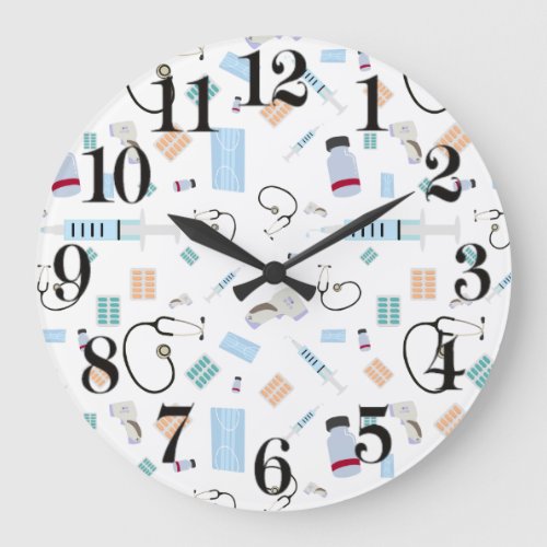 Healthcare Physician Medical Supplies Pattern Large Clock