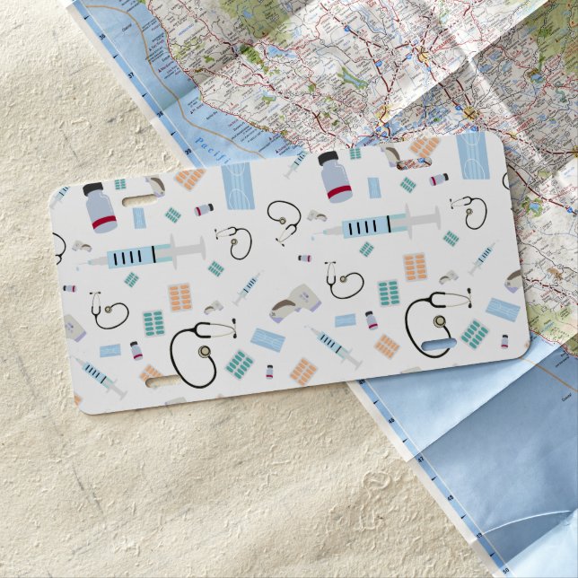 Healthcare Physician Medical Supplies Pattern License Plate (In Situ)