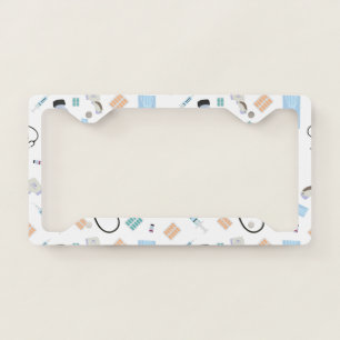Healthcare Physician Medical Supplies Pattern License Plate Frame