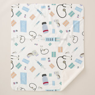 Healthcare Physician Medical Supplies Pattern Sherpa Blanket