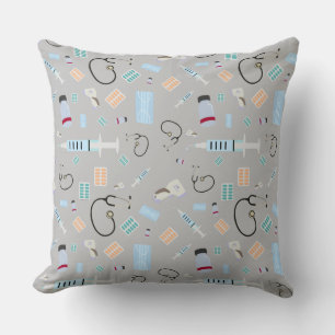 Healthcare Physician Medical Supplies Pattern Throw Pillow