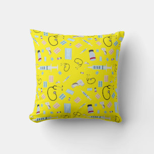 Healthcare Physician Medical Supplies Pattern Throw Pillow