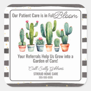 healthcare plant care bloom carer referral cactus square sticker