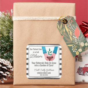 healthcare plant care in bloom carer referral square sticker