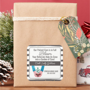 healthcare plant care in bloom carer referral square sticker