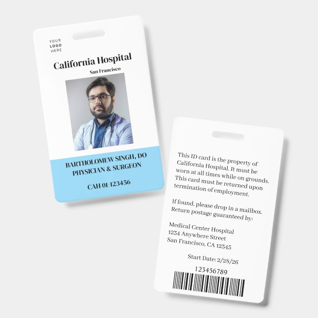 Healthcare Professional Custom Badge Template  (Front & Back)