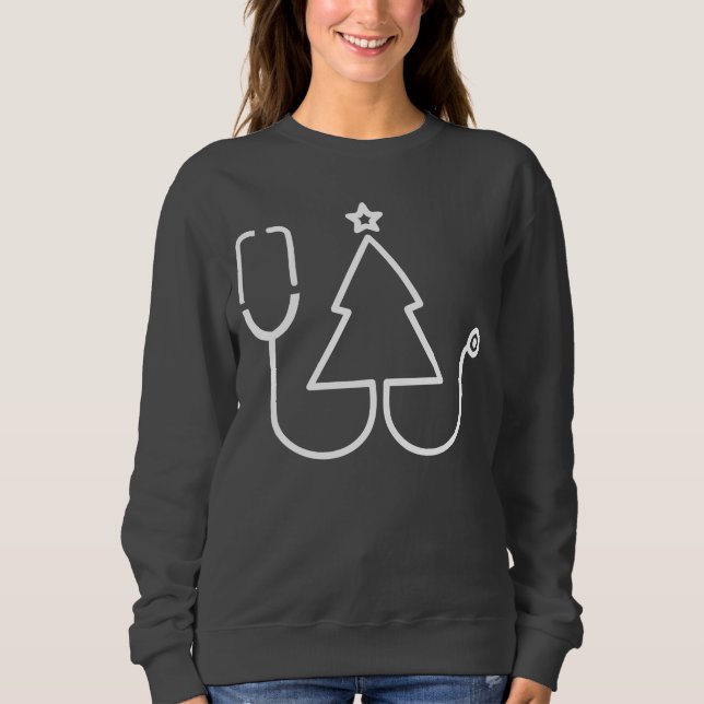 Healthcare Stethoscope Christmas Tree Sweatshirt (Front)