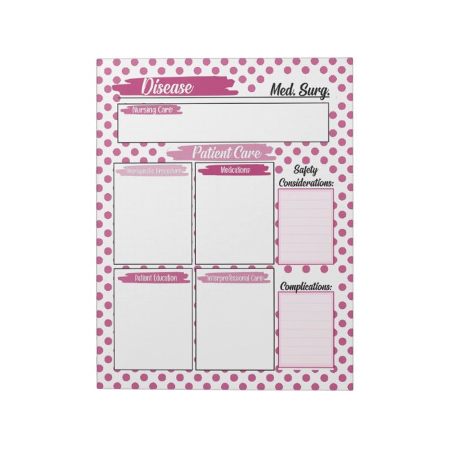Healthcare Student Medical Surgical Template Notepad (Rotated)