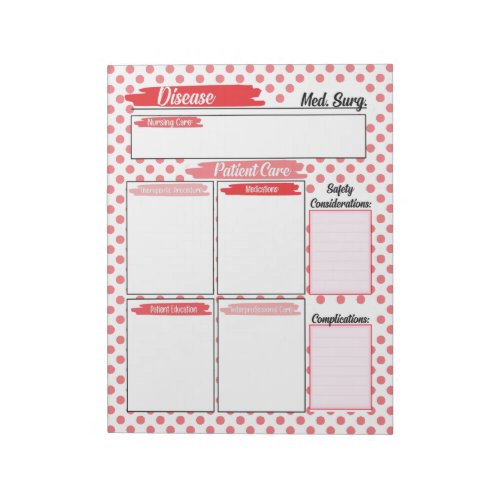  Healthcare Student Medical Surgical Template Notepad