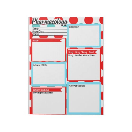 Healthcare Student Pharmacology Template Notepad